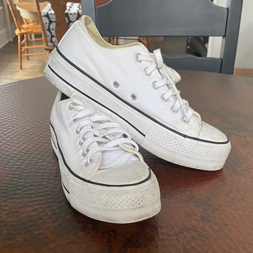 Converse All Star White Platform Shoes